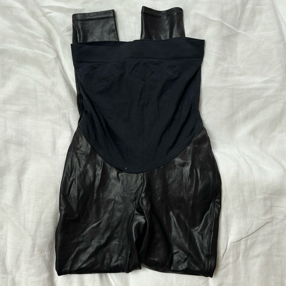 Spanx maternity faux leather leggings